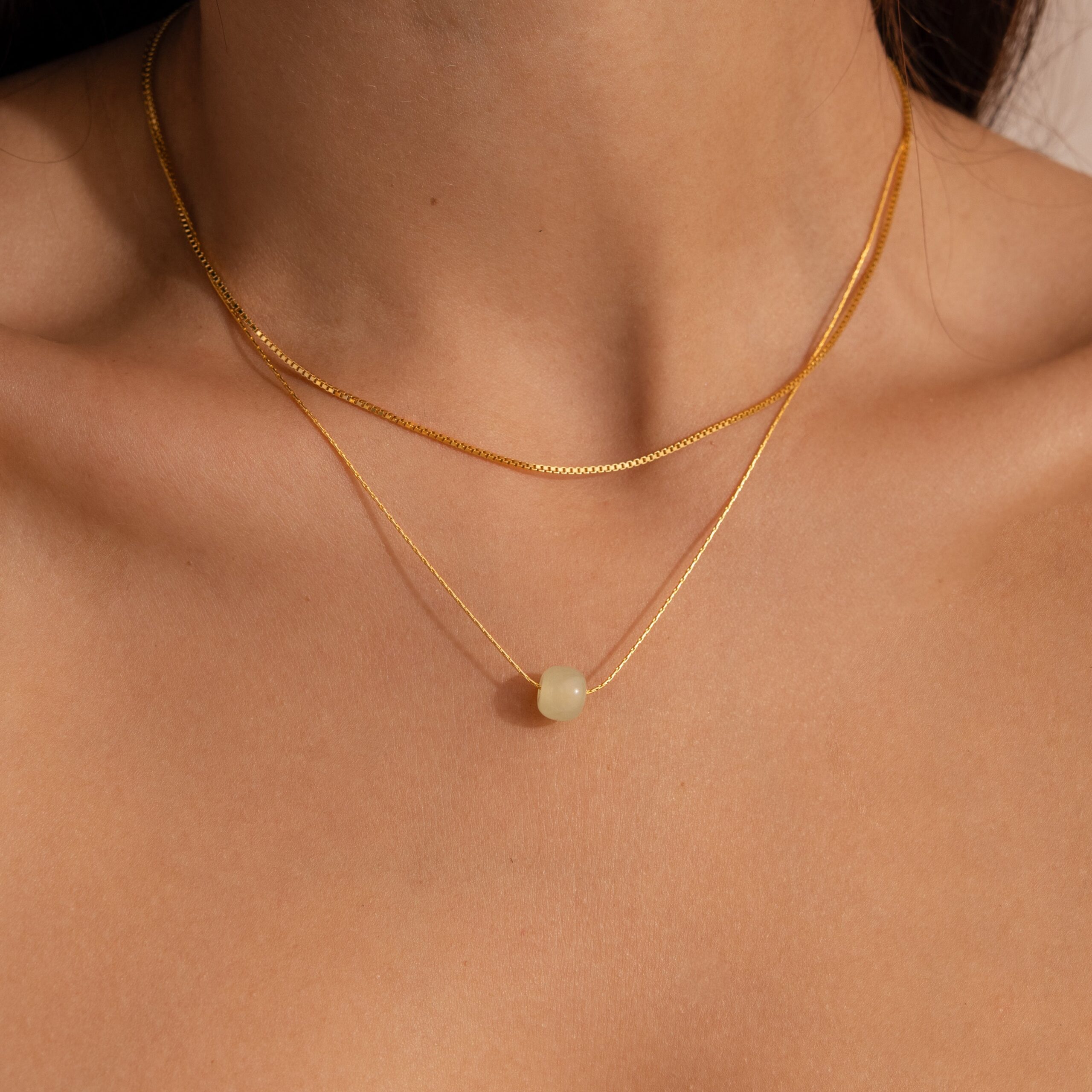Jade Bead Necklace in 18K Gold - Image 4
