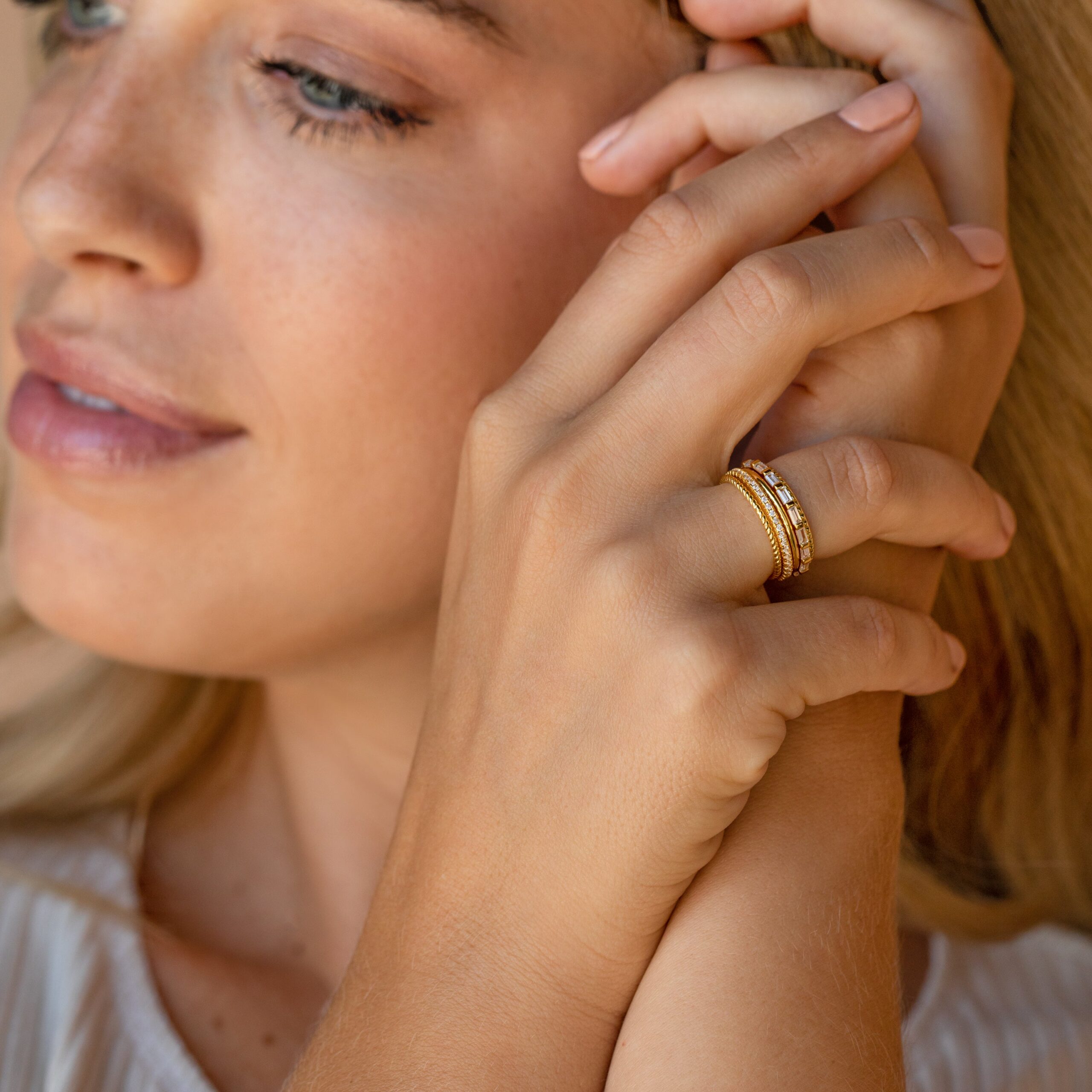 Thin Stacking Rings Set in 18K Gold - Image 6