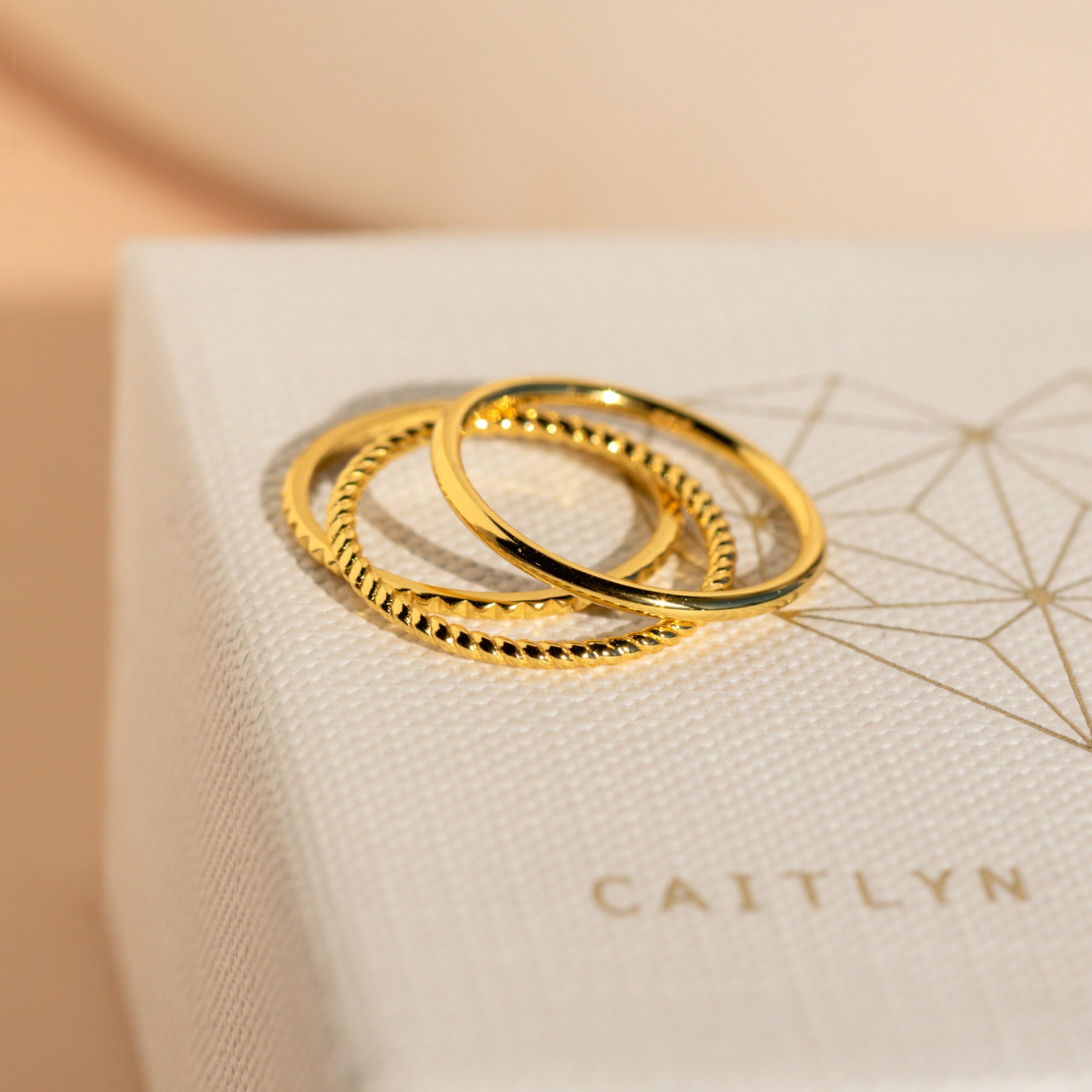 Thin Stacking Rings Set in 18K Gold - Image 4