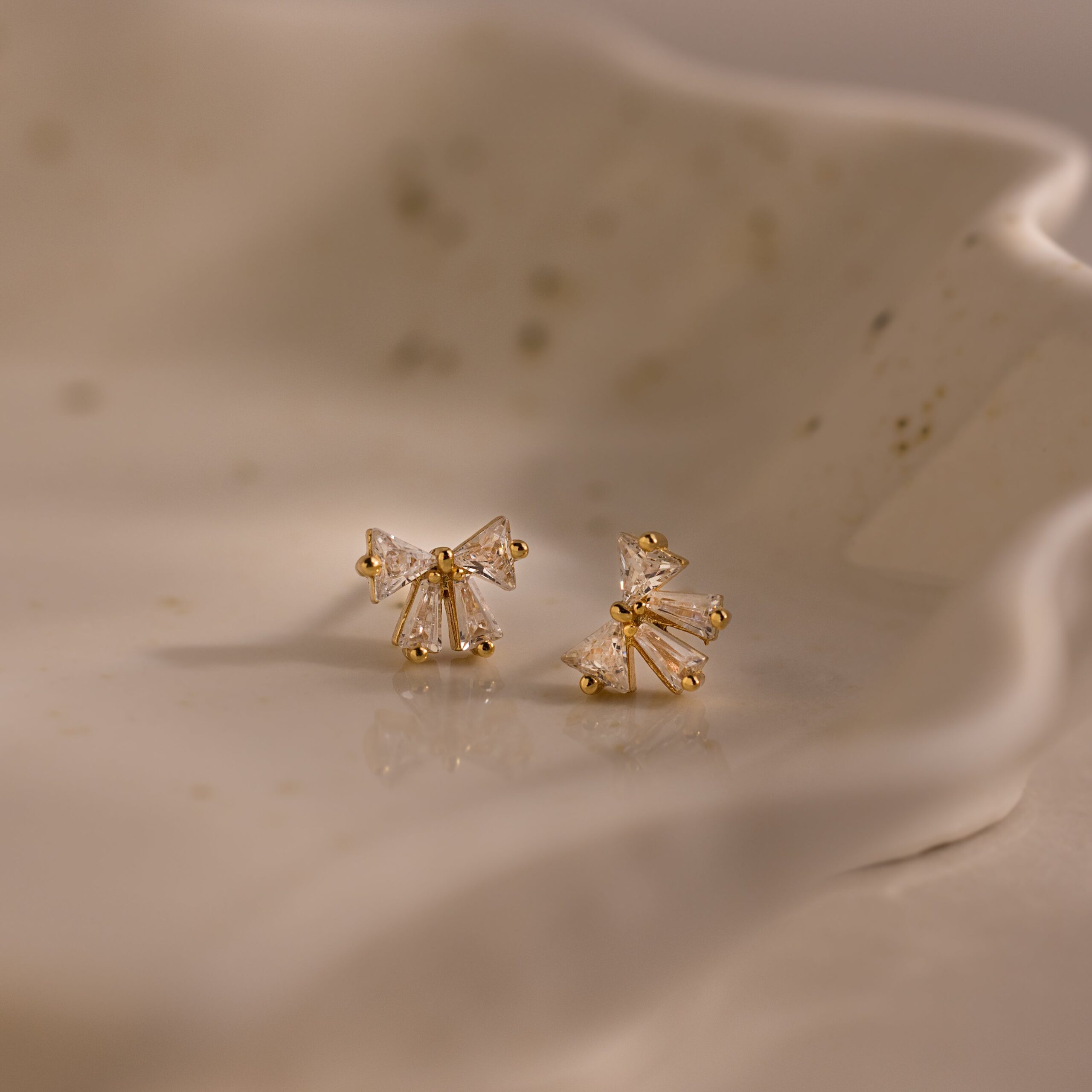 Diamond Bow Studs in 18K Gold - Image 5