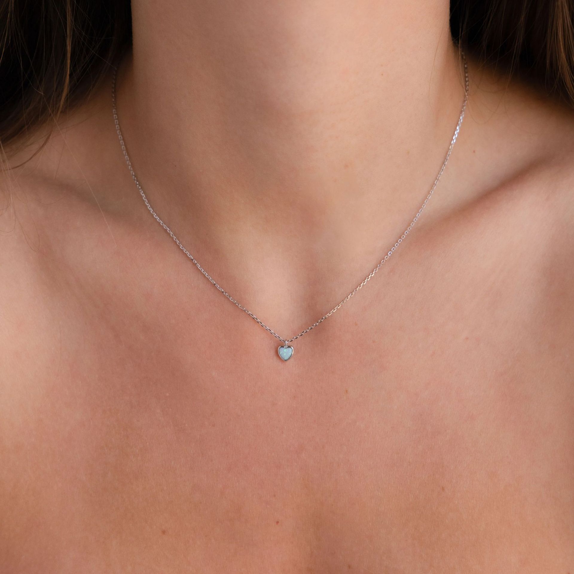 Opal Heart Necklace for Women – Elegant Minimalist Jewelry Gift - Image 2