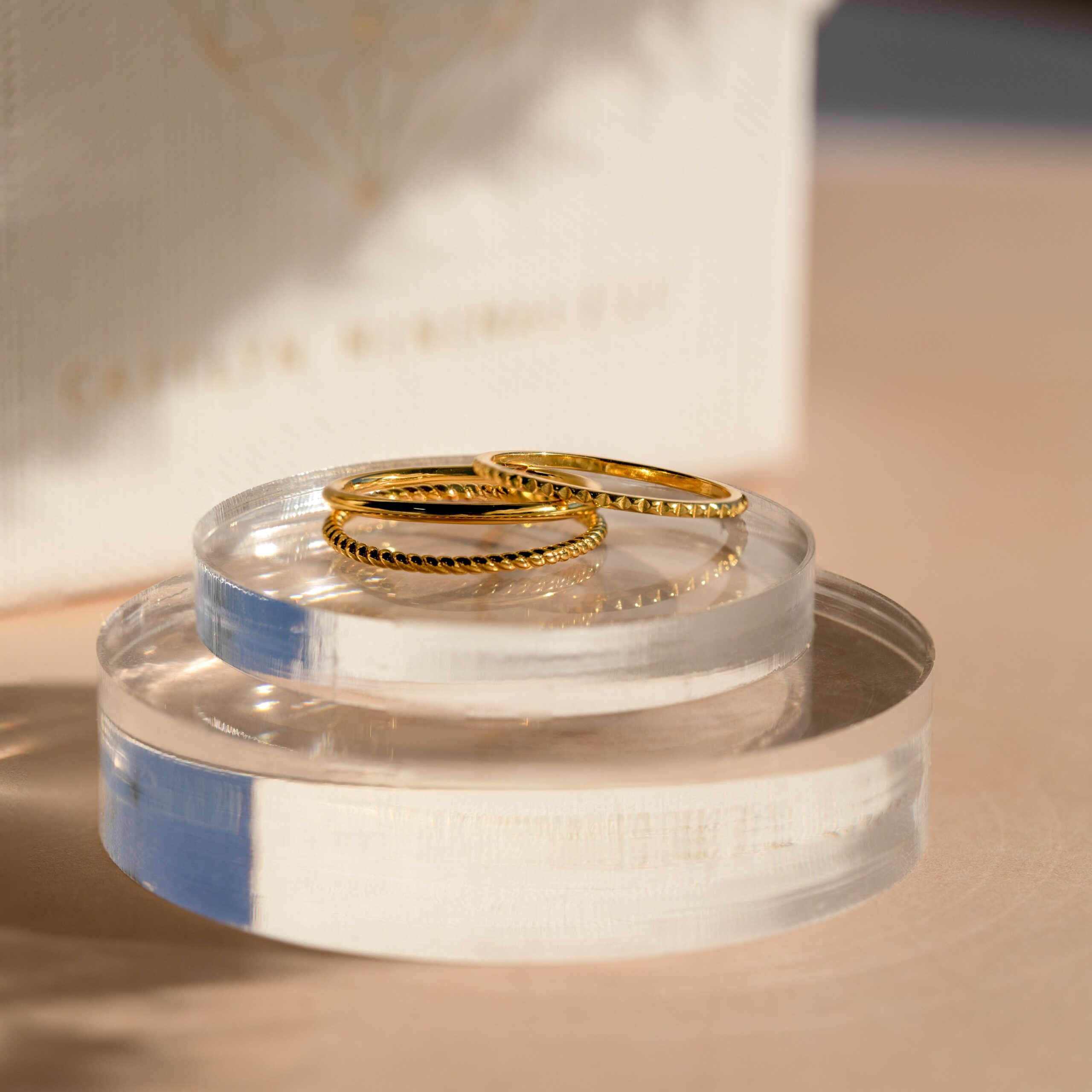 Thin Stacking Rings Set in 18K Gold - Image 3
