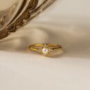 Vintage Pave Pearl Ring in 18K Gold