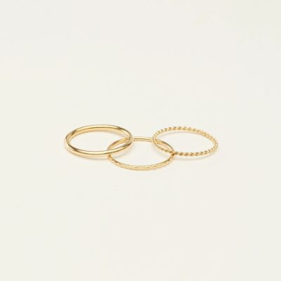 Thin Stacking Rings Set in 18K Gold