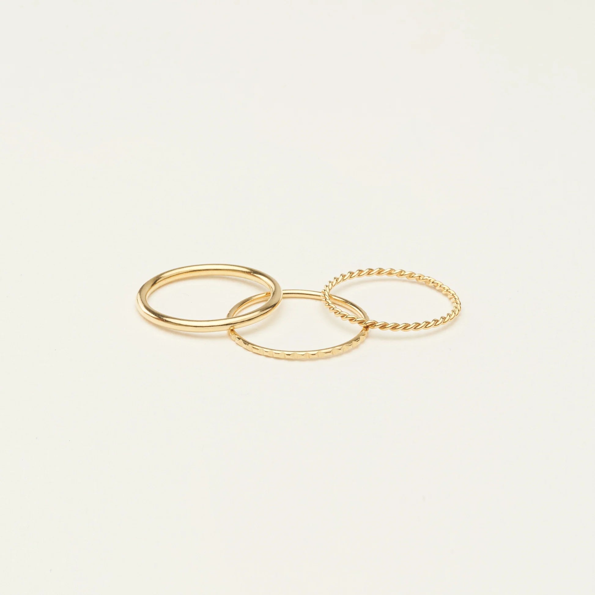 Thin Stacking Rings Set in 18K Gold