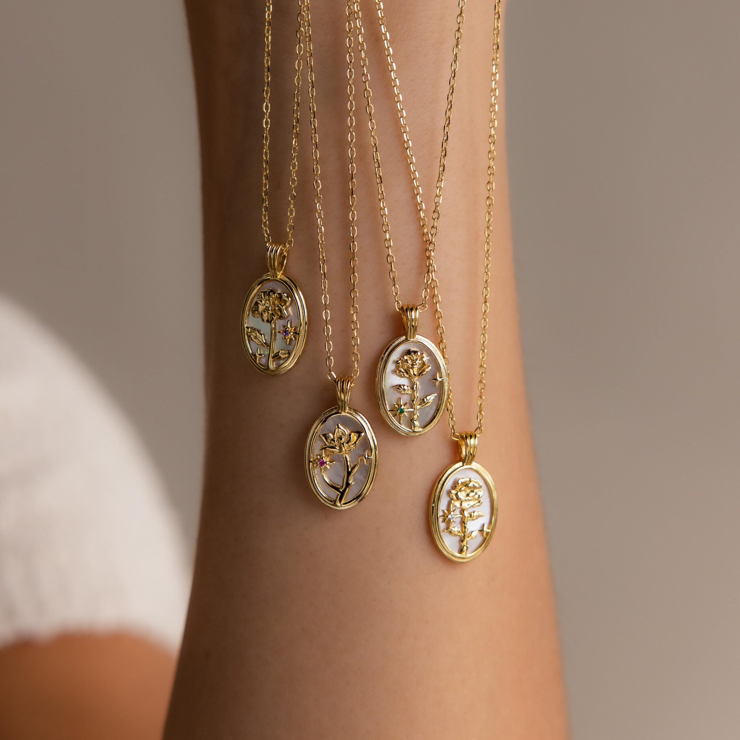 Pearl Flower Birthstone Necklace - Image 3