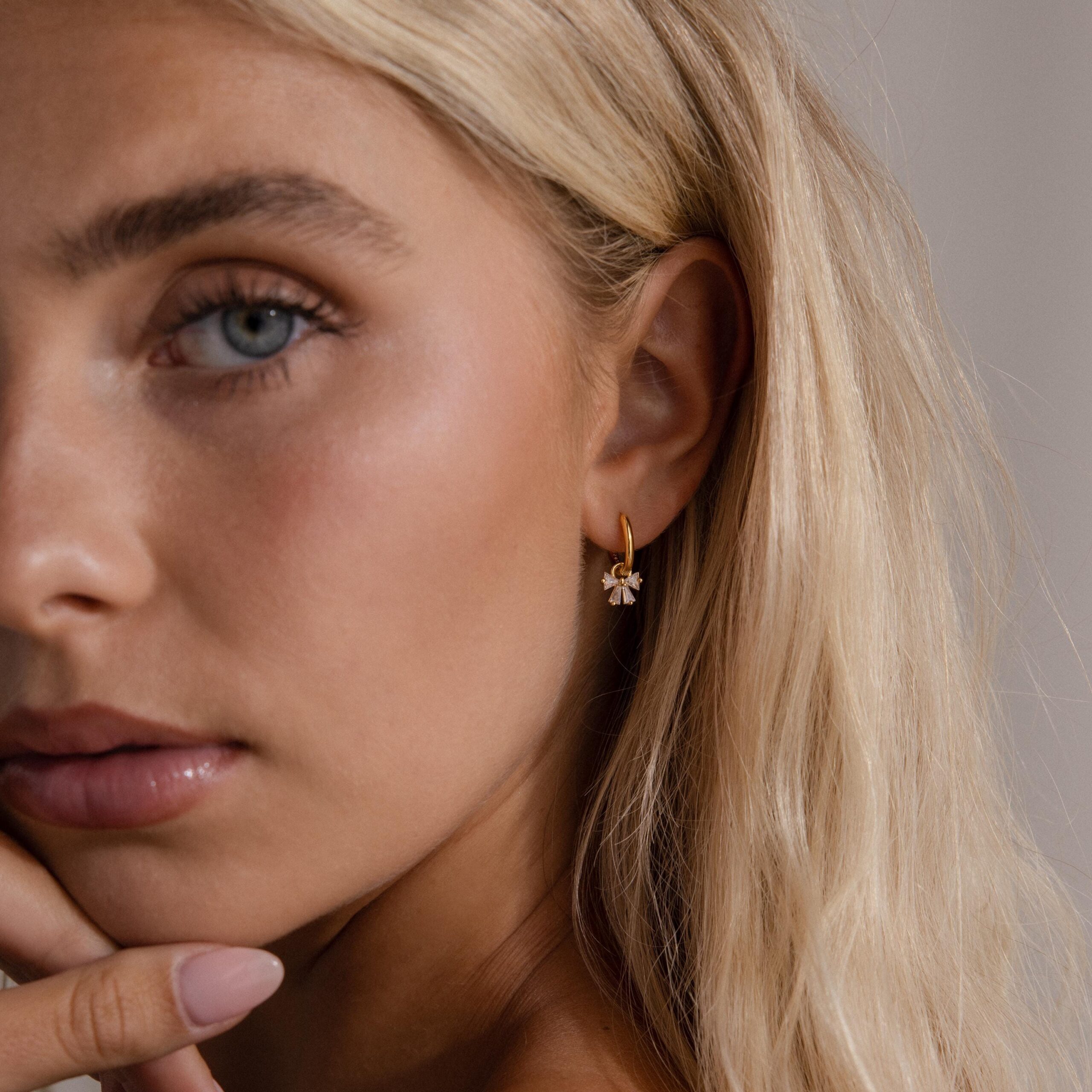 Diamond Bow Hoops in 18K Gold - Image 4