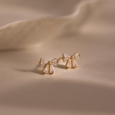 Diamond Bow Studs in 18K Gold