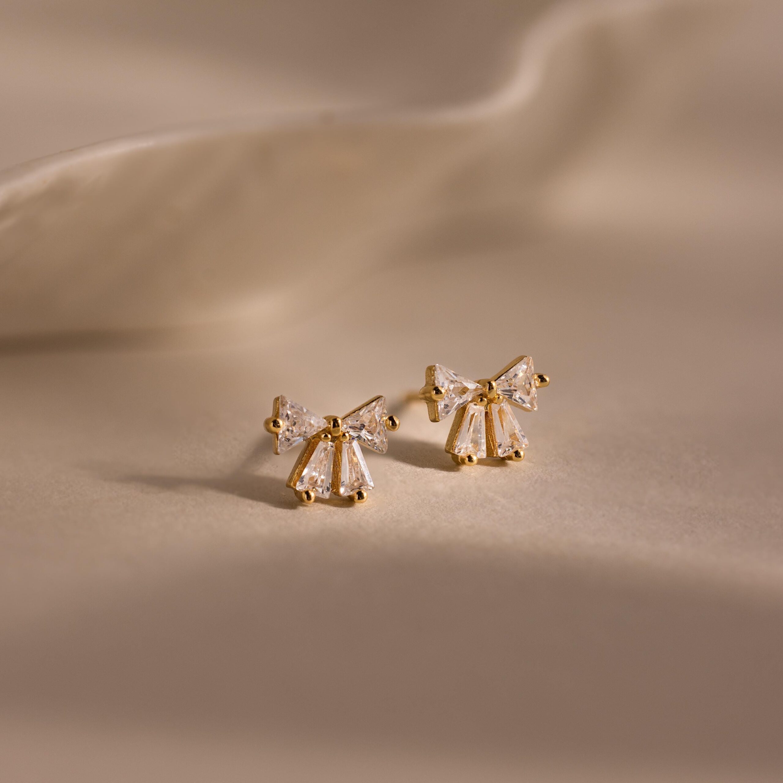 Diamond Bow Studs in 18K Gold