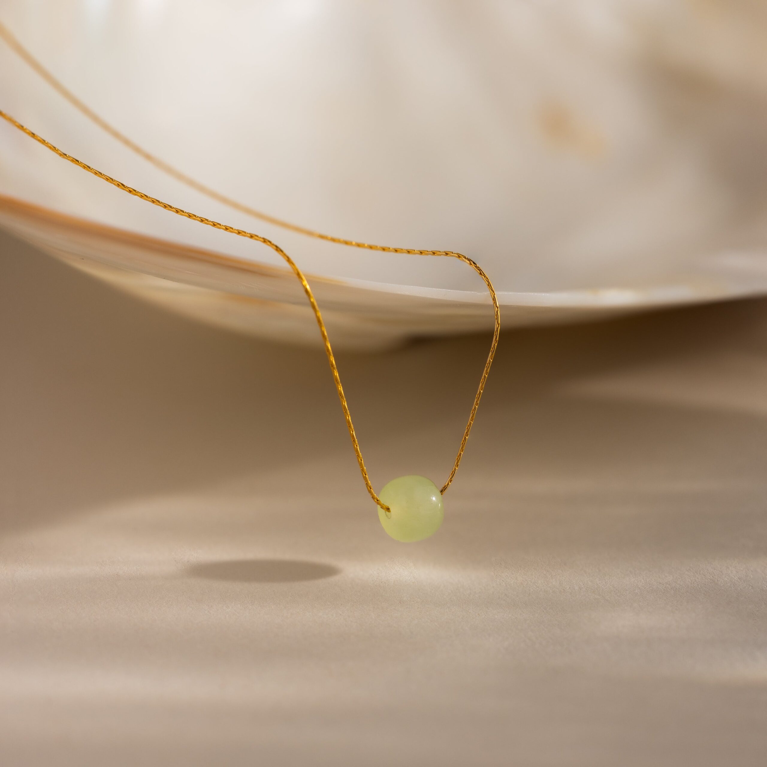 Jade Bead Necklace in 18K Gold - Image 3