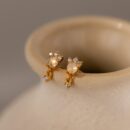 Halo Moonstone Drop Studs in 18K Gold