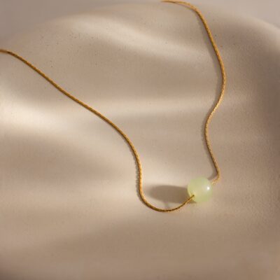 Jade Bead Necklace in 18K Gold