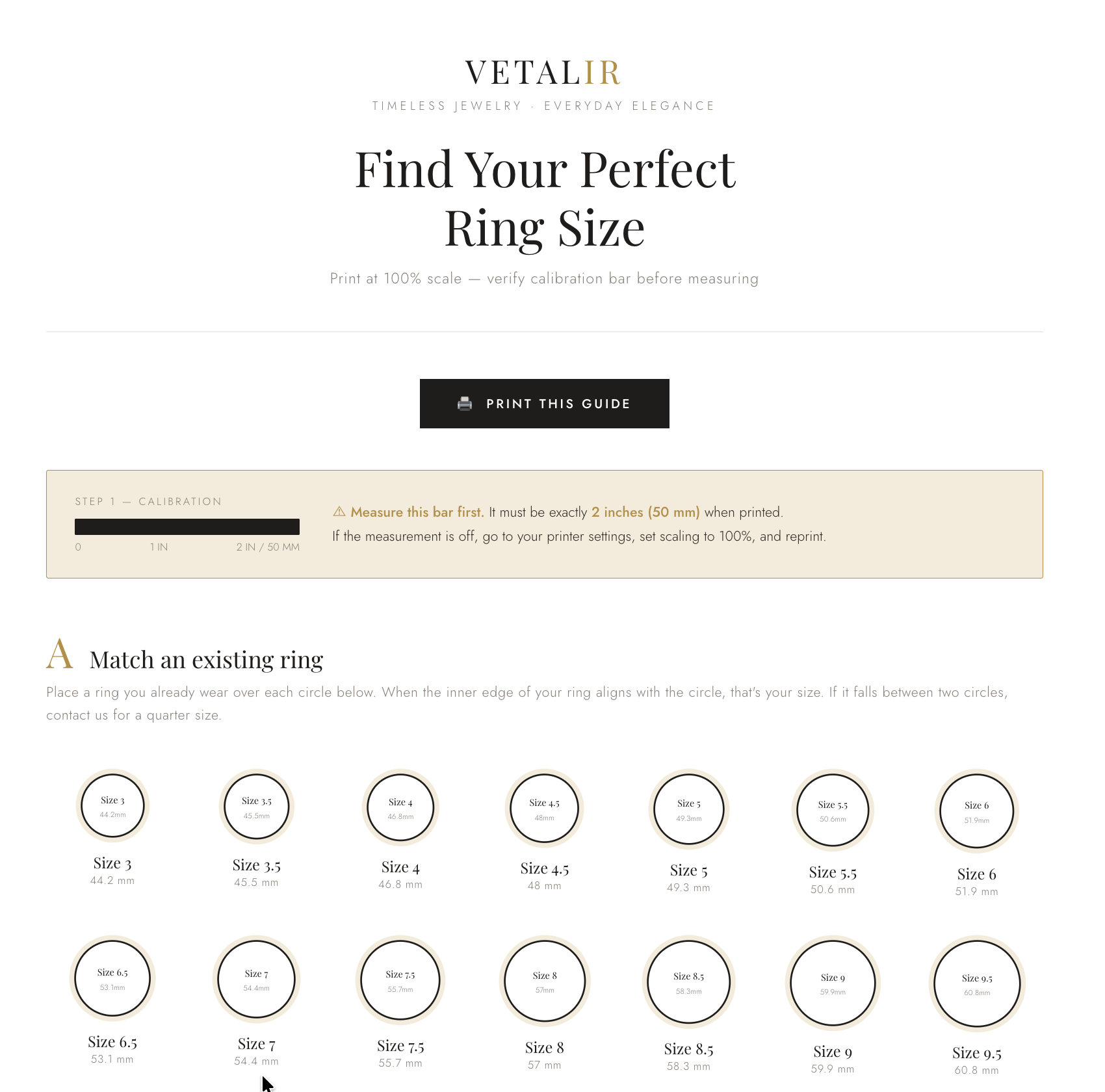 Printable Ring Sizer