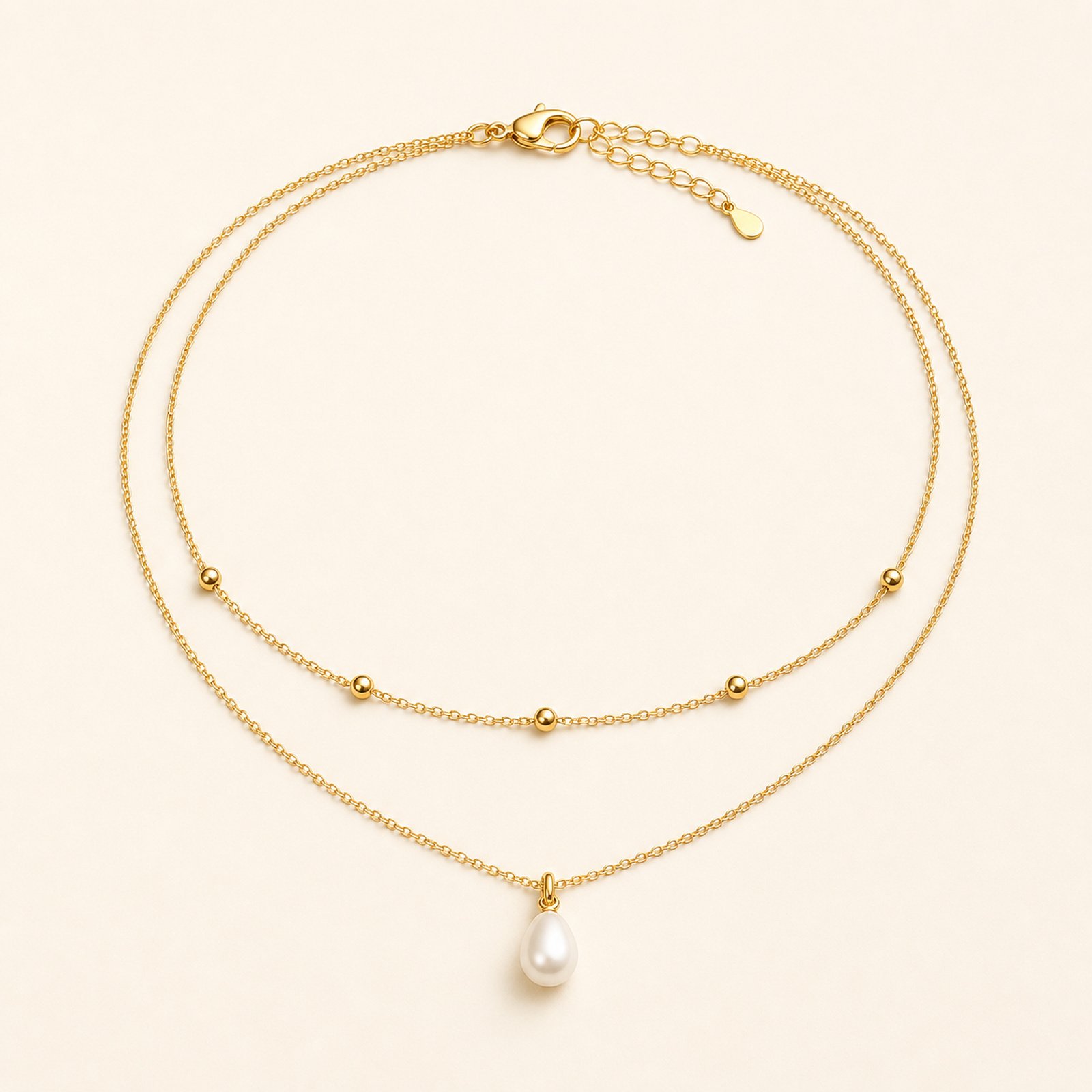 Layered Pearl Choker and Necklace Set – 18K Gold Plated