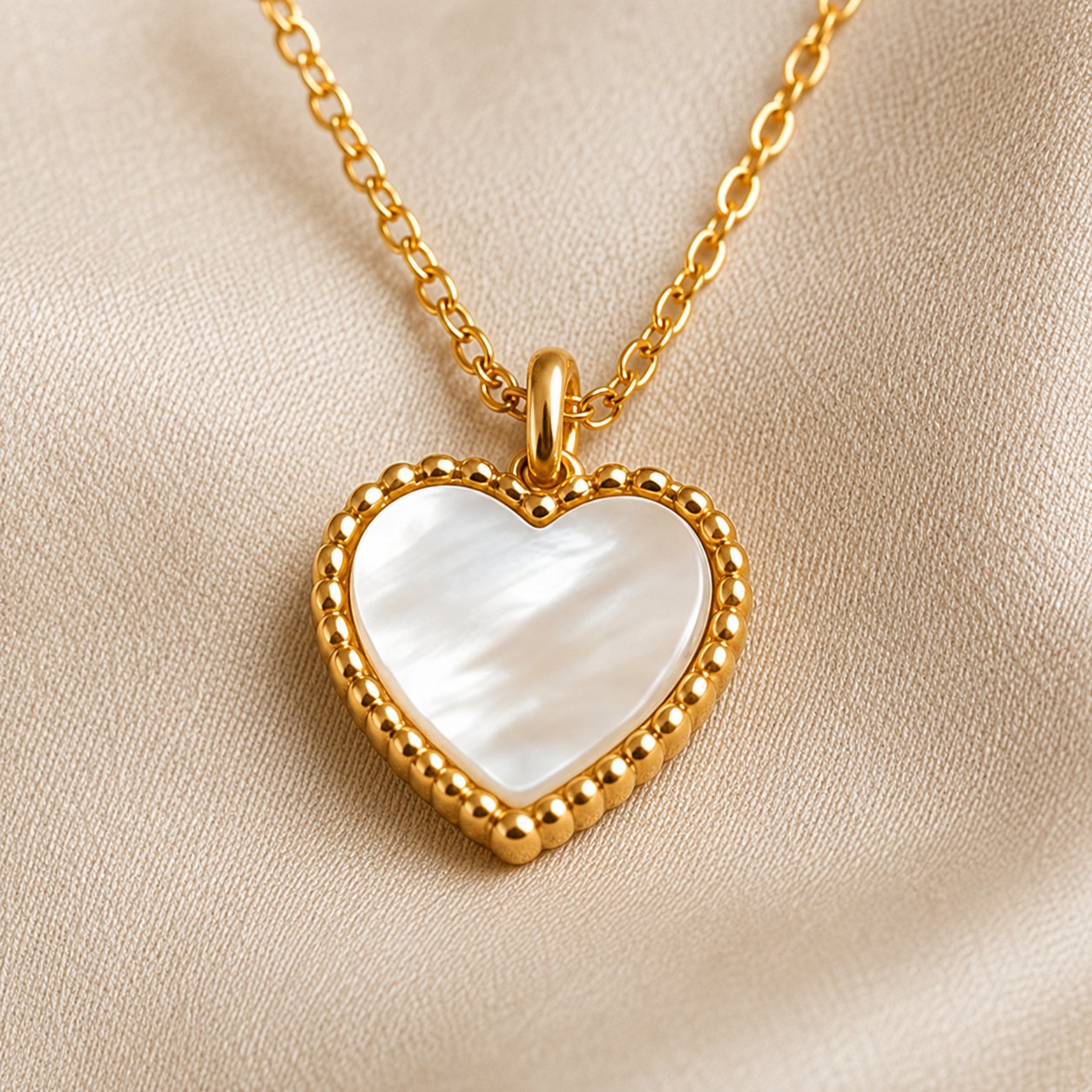 Mother of Pearl Heart Necklace – 18K Gold Plated - Image 2