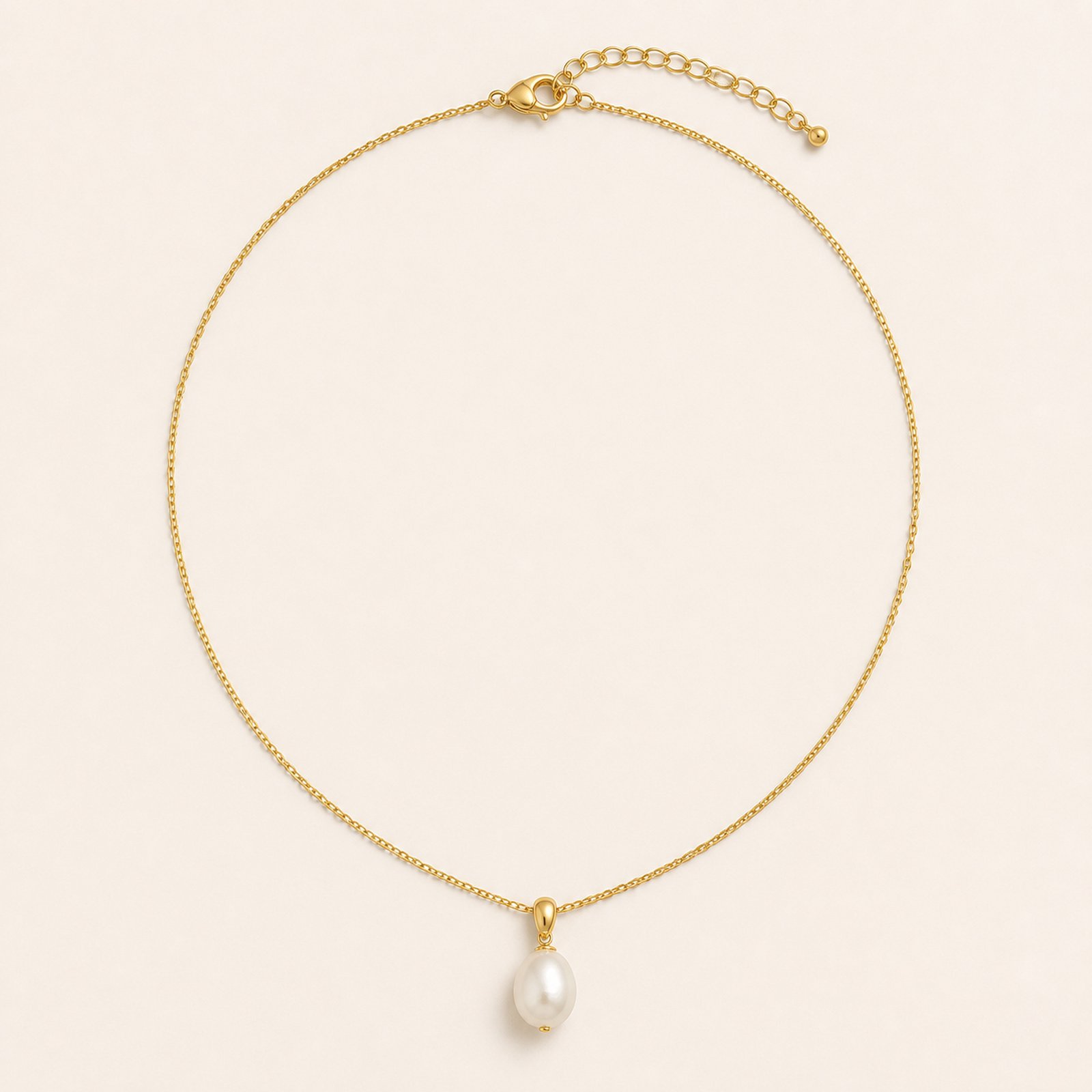 Dainty Pearl Drop Necklace – 18K Gold Plated