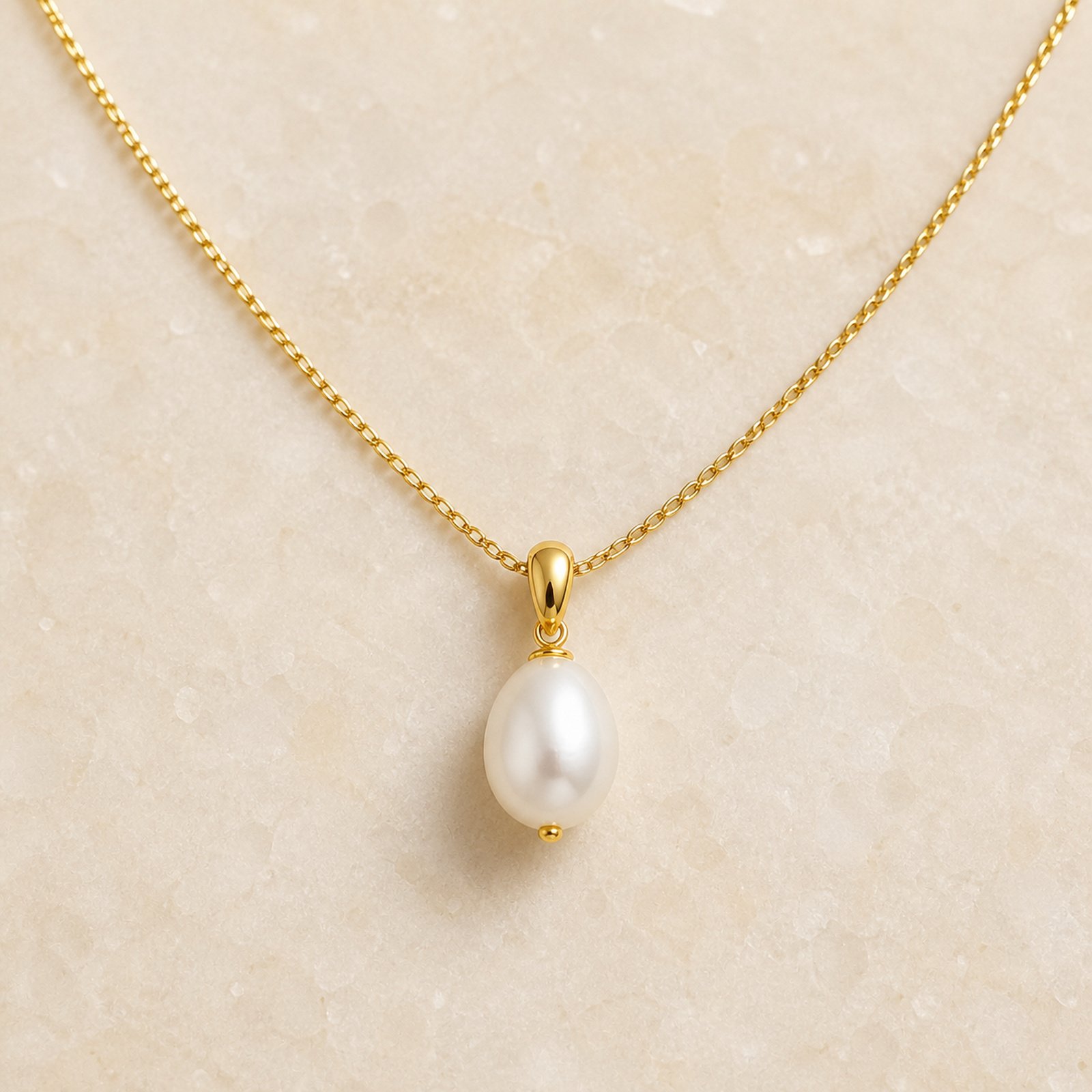 Dainty Pearl Drop Necklace – 18K Gold Plated - Image 2