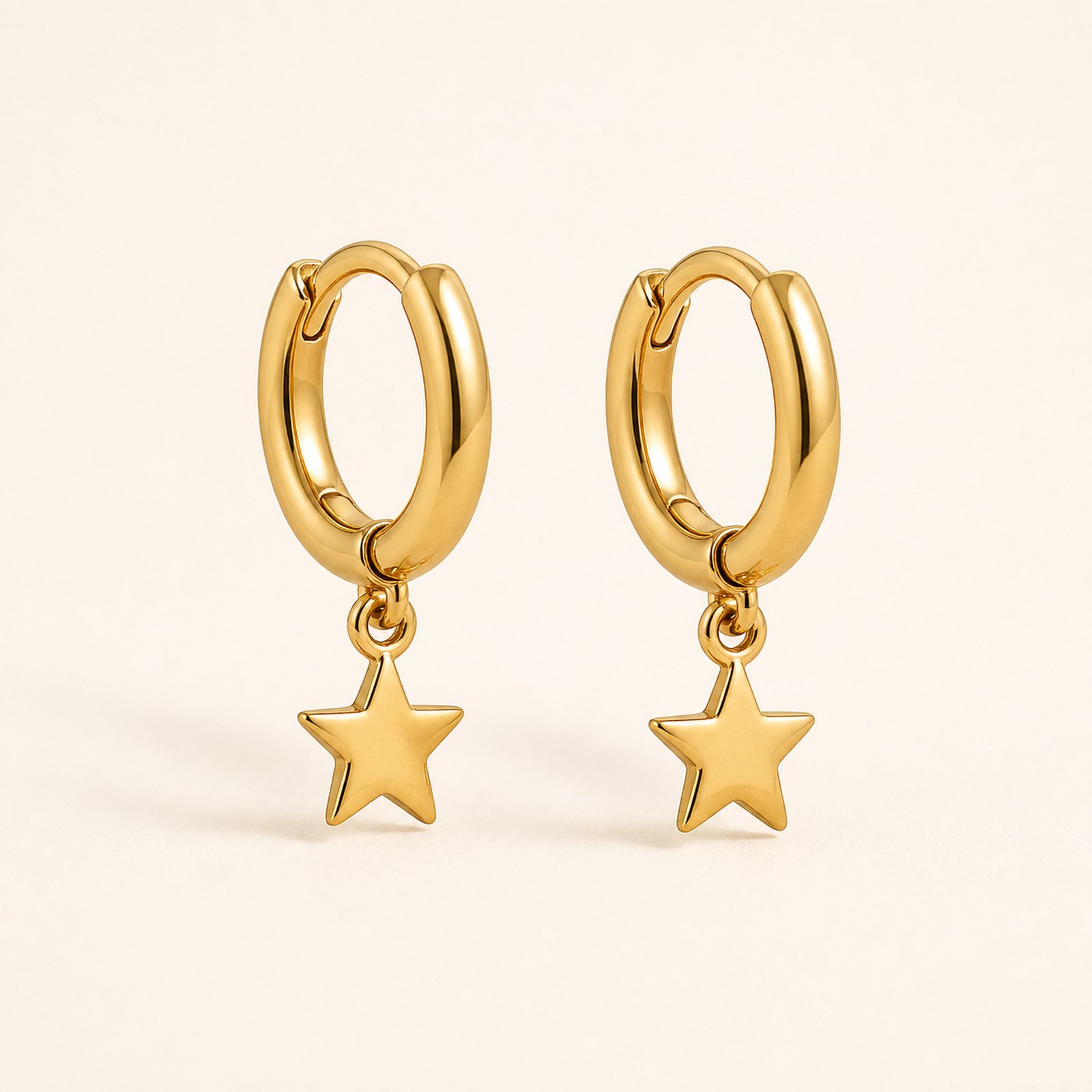 Classic Star Huggie Hoop Earrings – 18K Gold Plated