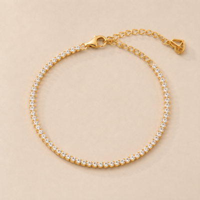 18K Gold-Plated 2mm CZ Tennis Bracelet for Women