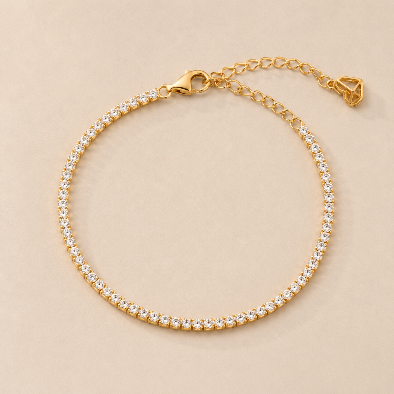 18K Gold-Plated 2mm CZ Tennis Bracelet for Women