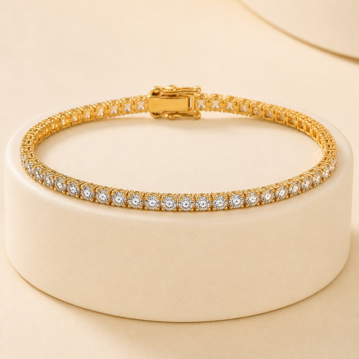 3mm Round CZ Tennis Bracelet – 18K Gold Plated - Image 3