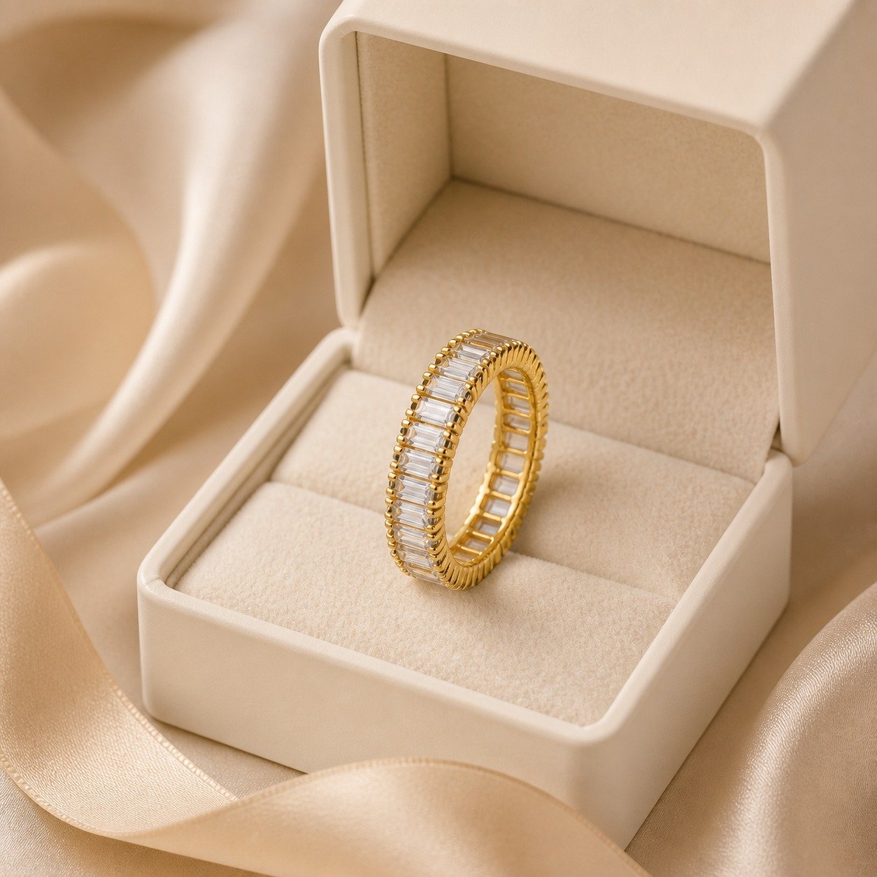 Baguette CZ Eternity Ring – 18K Gold Plated - Image 5