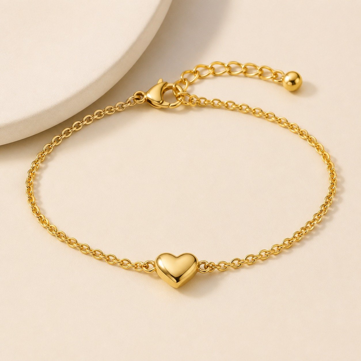 Dainty Heart Charm Bracelet – 18K Gold Plated