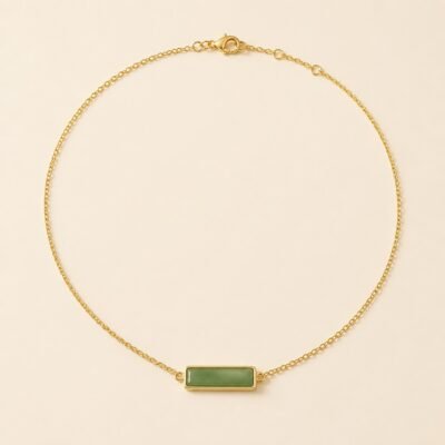 Dainty Jade Bar Necklace – 18K Gold Plated