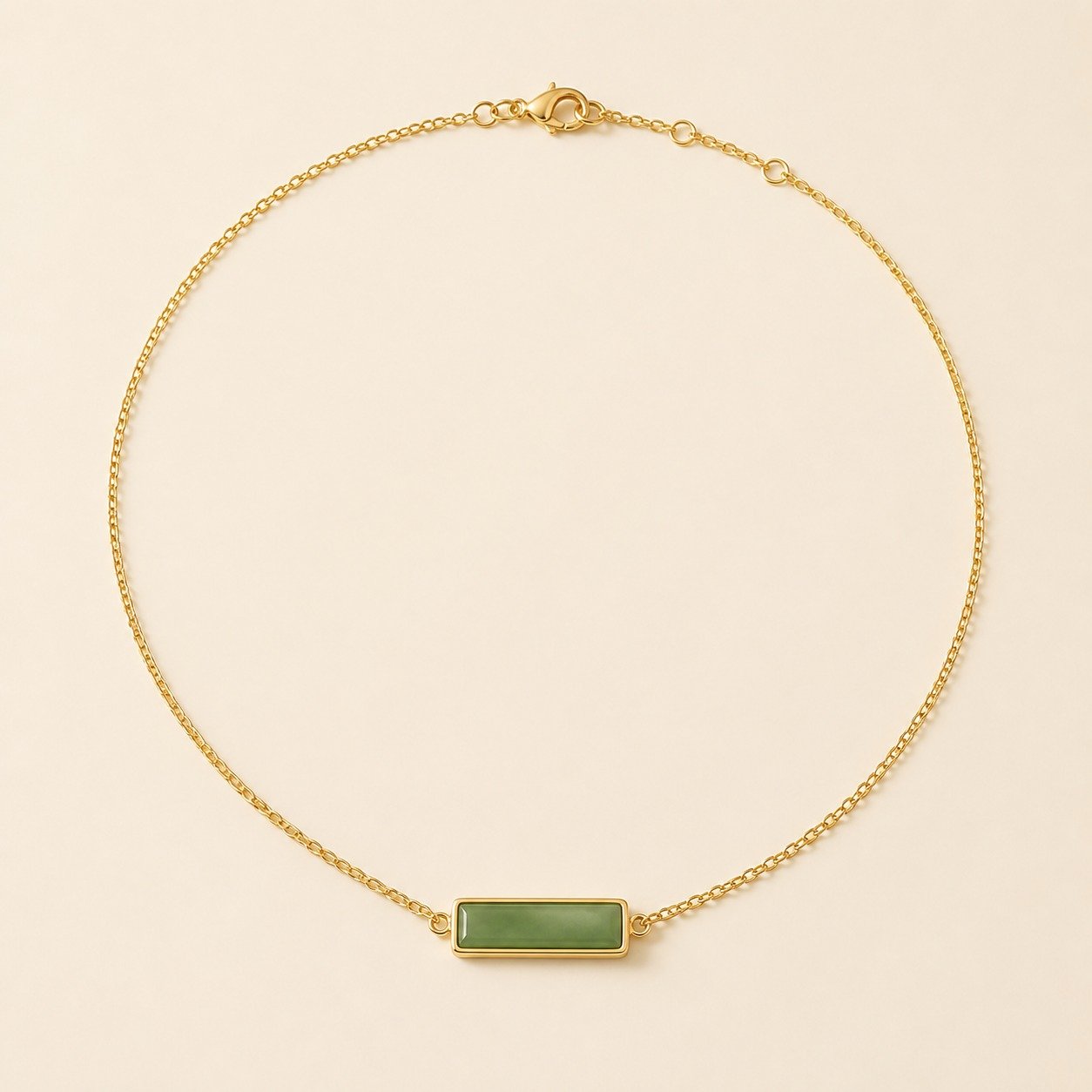 Dainty Jade Bar Necklace – 18K Gold Plated