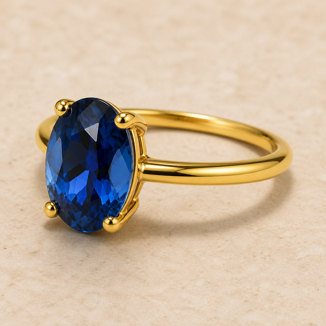 Oval Birthstone Solitaire Ring – Gold-Plated 925 Silver - Image 2