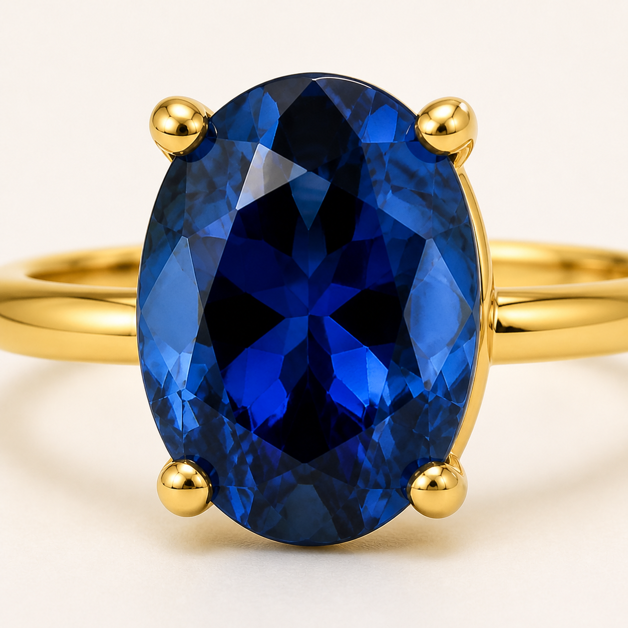 Oval Birthstone Solitaire Ring – Gold-Plated 925 Silver - Image 4