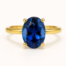 Oval Birthstone Solitaire Ring – Gold-Plated 925 Silver