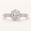 Oval Engagement Ring with Marquise Side Stones – Platinum Color