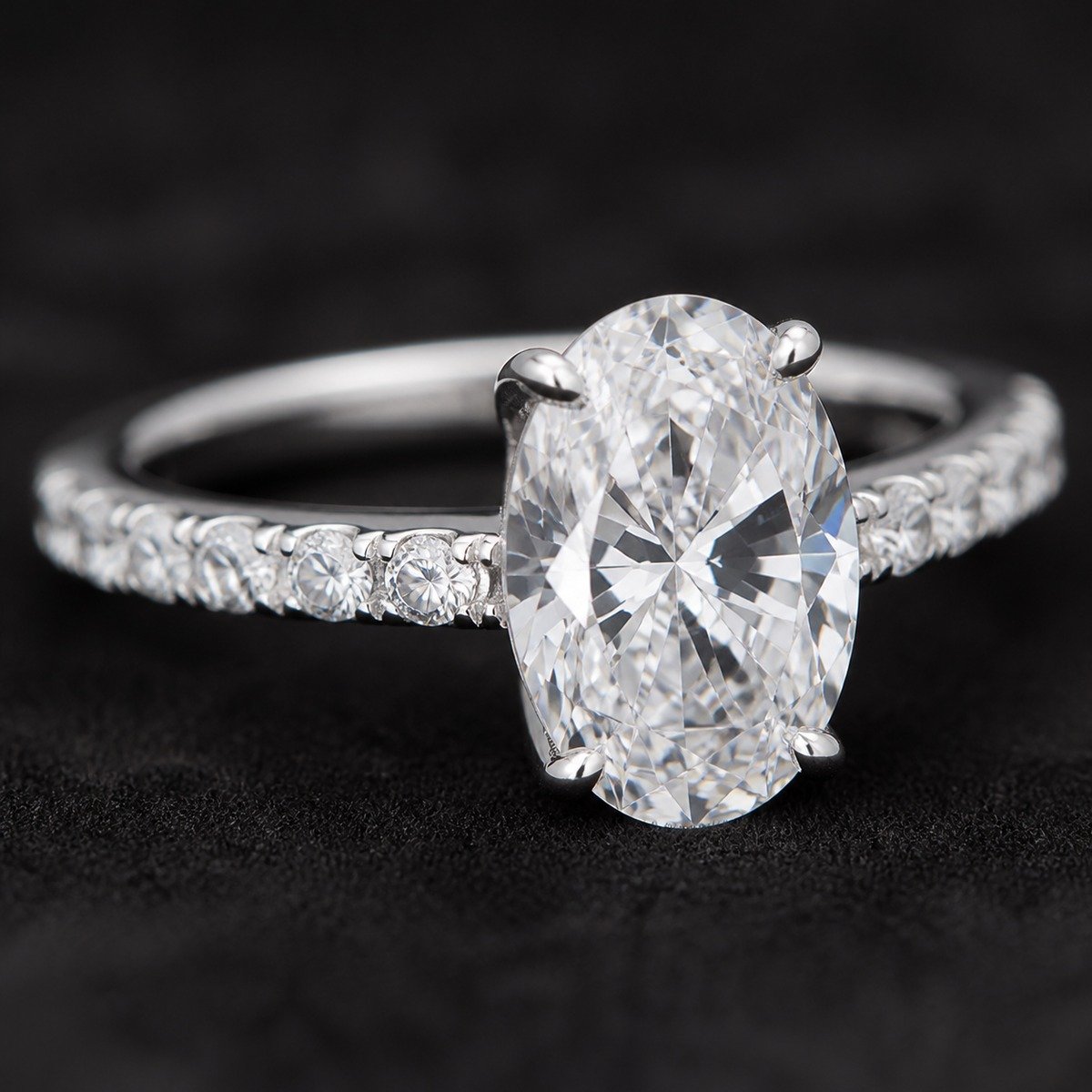 Oval Moissanite Pave Engagement Ring – 925 Silver - Image 4