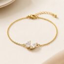 Pear & Marquise Two-Stone CZ Bracelet – 18K Gold Plated