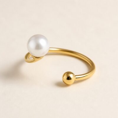 Pearl Open Ring – 18K Gold Plated