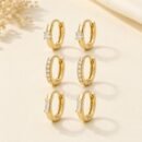 3-Pair CZ Huggie Earring Set – 18K Gold Plated