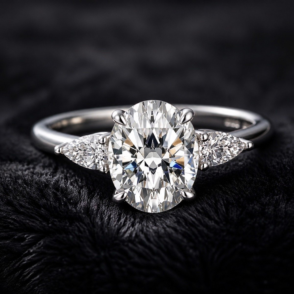 Three-Stone Oval Engagement Ring – 925 Silver - Image 4