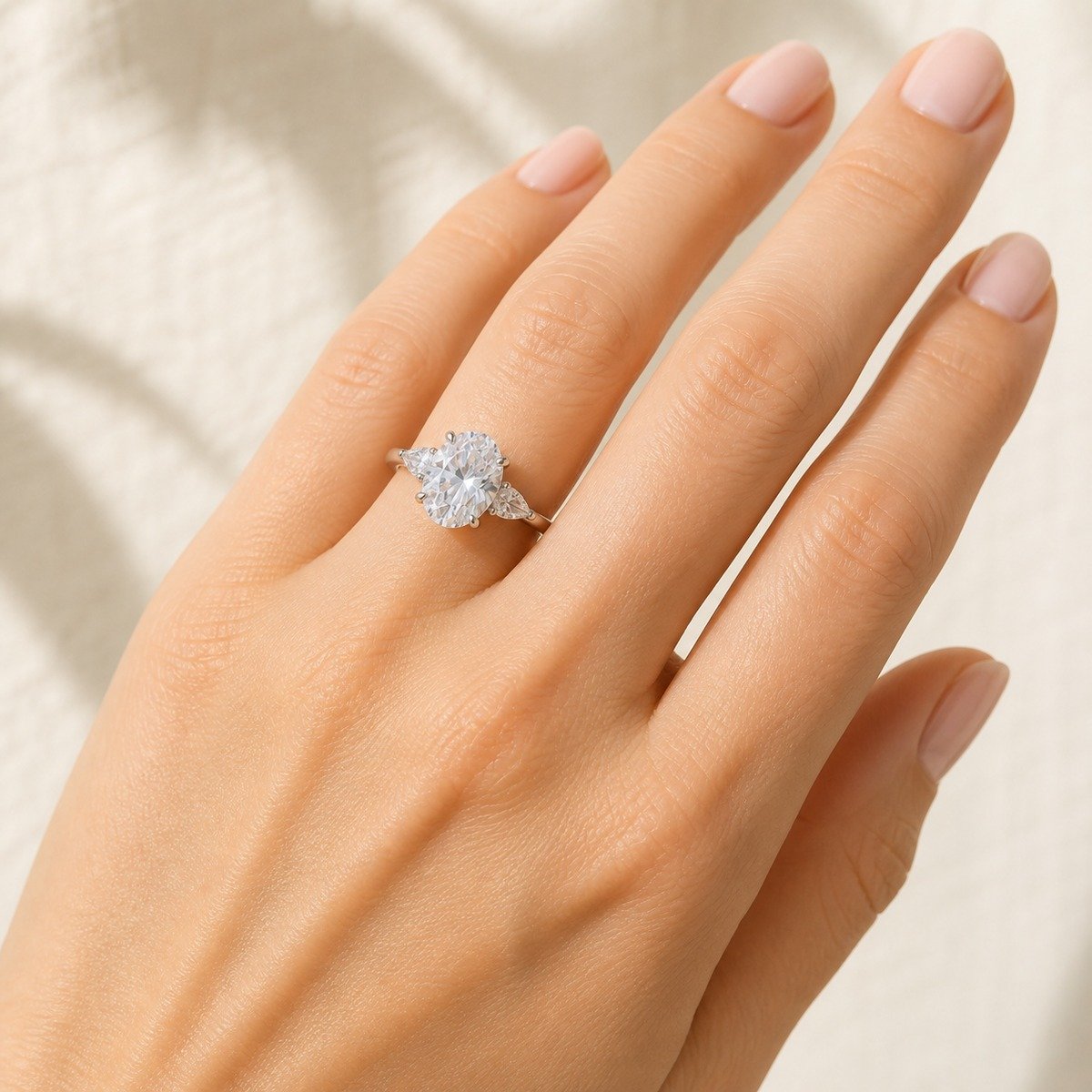 Three-Stone Oval Engagement Ring – 925 Silver - Image 3