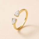Two Water-Drop CZ Open Ring – 18K Gold Plated