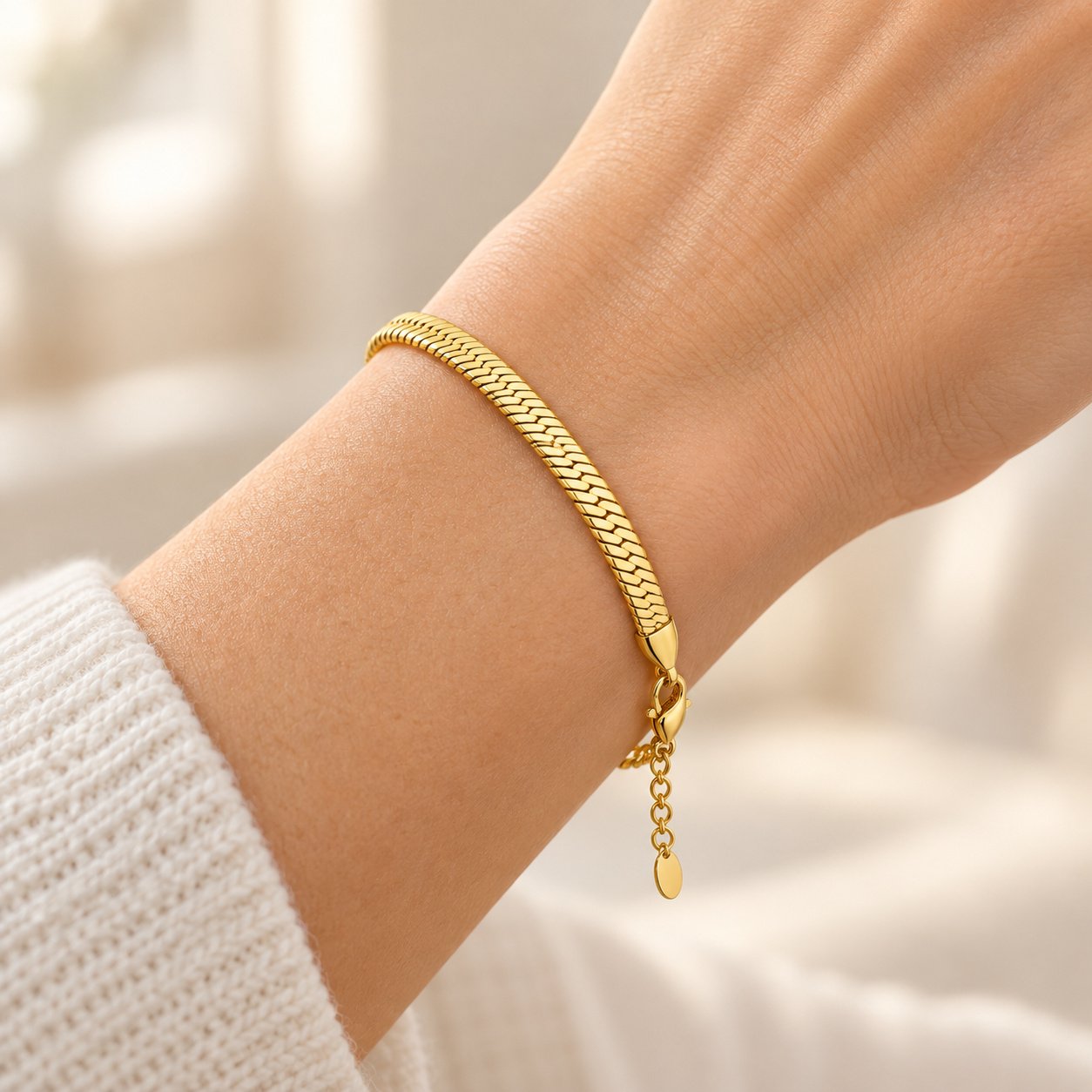 Serpentine 18K Gold Plated Snake Chain Bracelet - Image 3