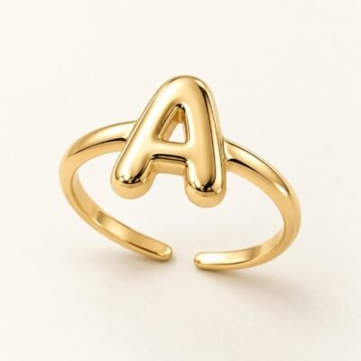 Bubble Initial Ring – 18K Gold Plated