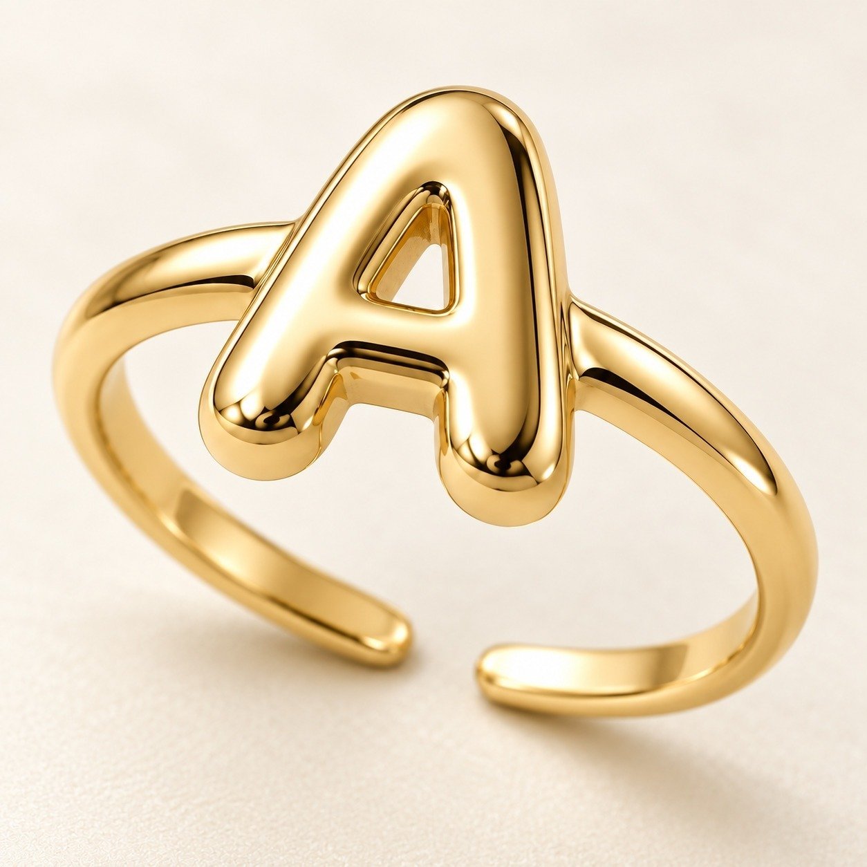 Bubble Initial Ring – 18K Gold Plated - Image 2