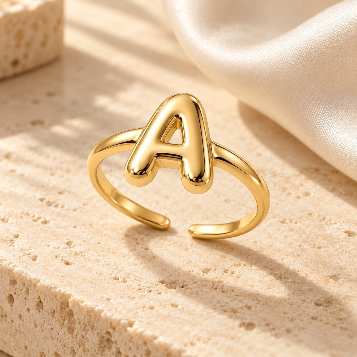 Bubble Initial Ring – 18K Gold Plated - Image 4