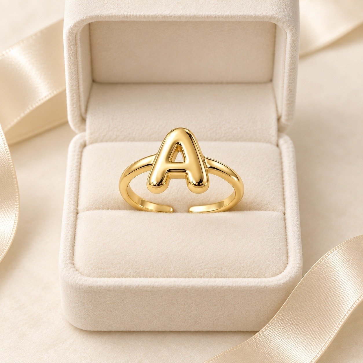 Bubble Initial Ring – 18K Gold Plated - Image 5