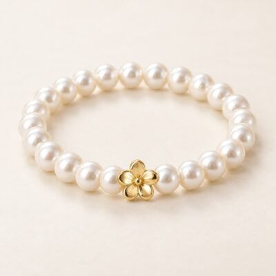 Fleur Pearl Bead Bracelet – 18K Gold Plated