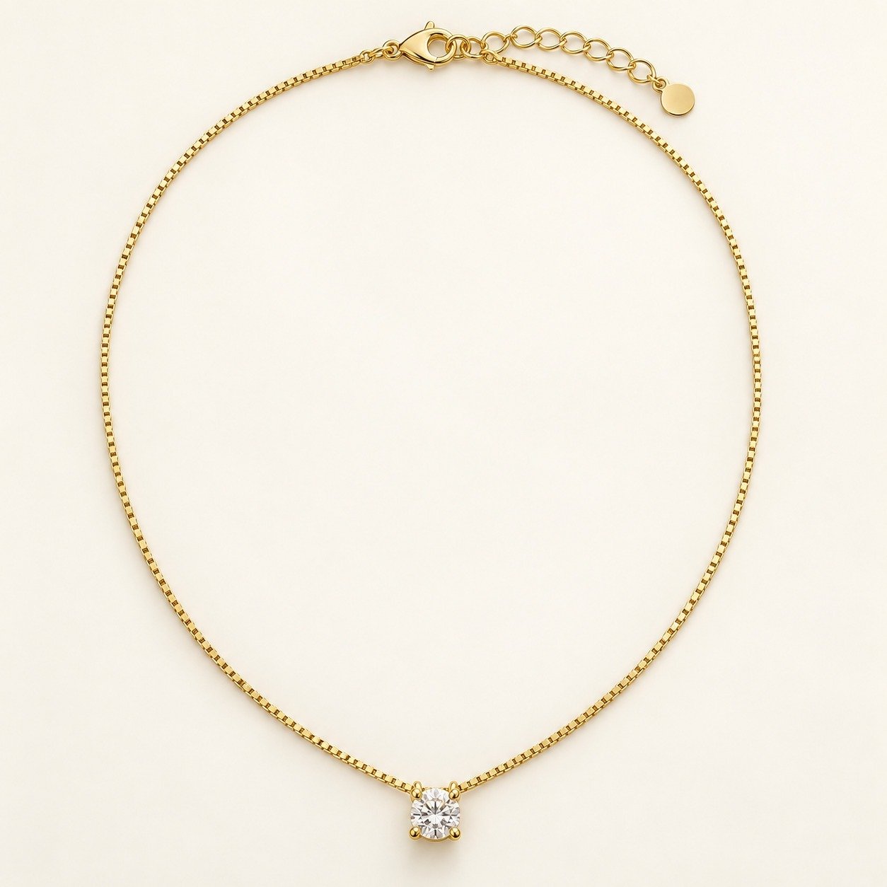Lumi Round CZ Pendant Necklace – 18K Gold Plated