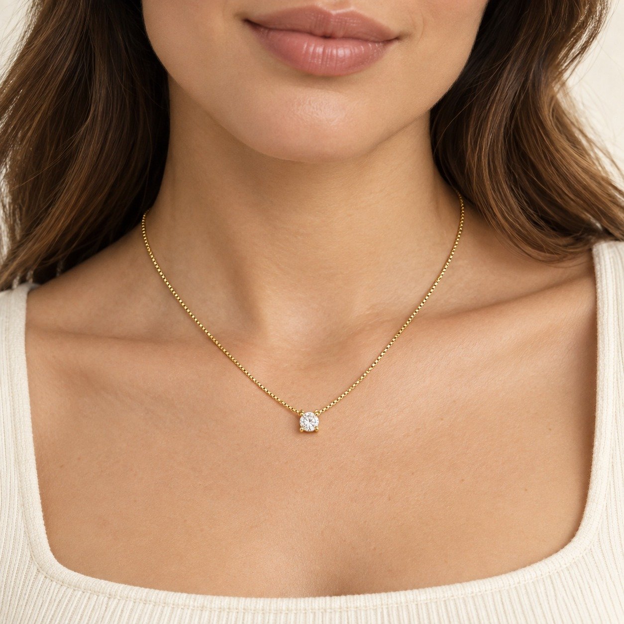 Lumi Round CZ Pendant Necklace – 18K Gold Plated - Image 3