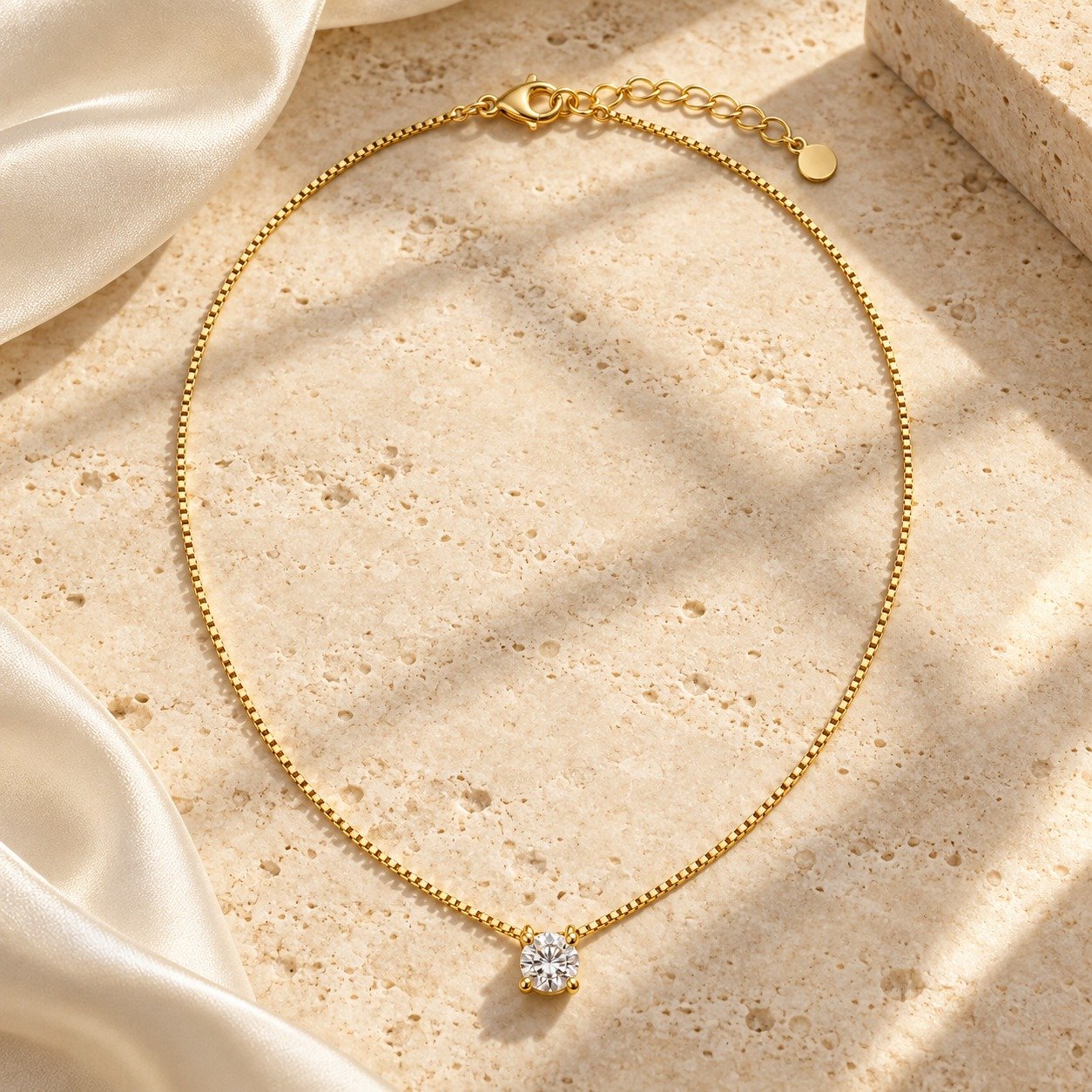 Lumi Round CZ Pendant Necklace – 18K Gold Plated - Image 4