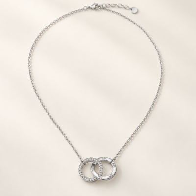 Michael Kors Interlocking Pavé Ring Necklace in Sterling Silver